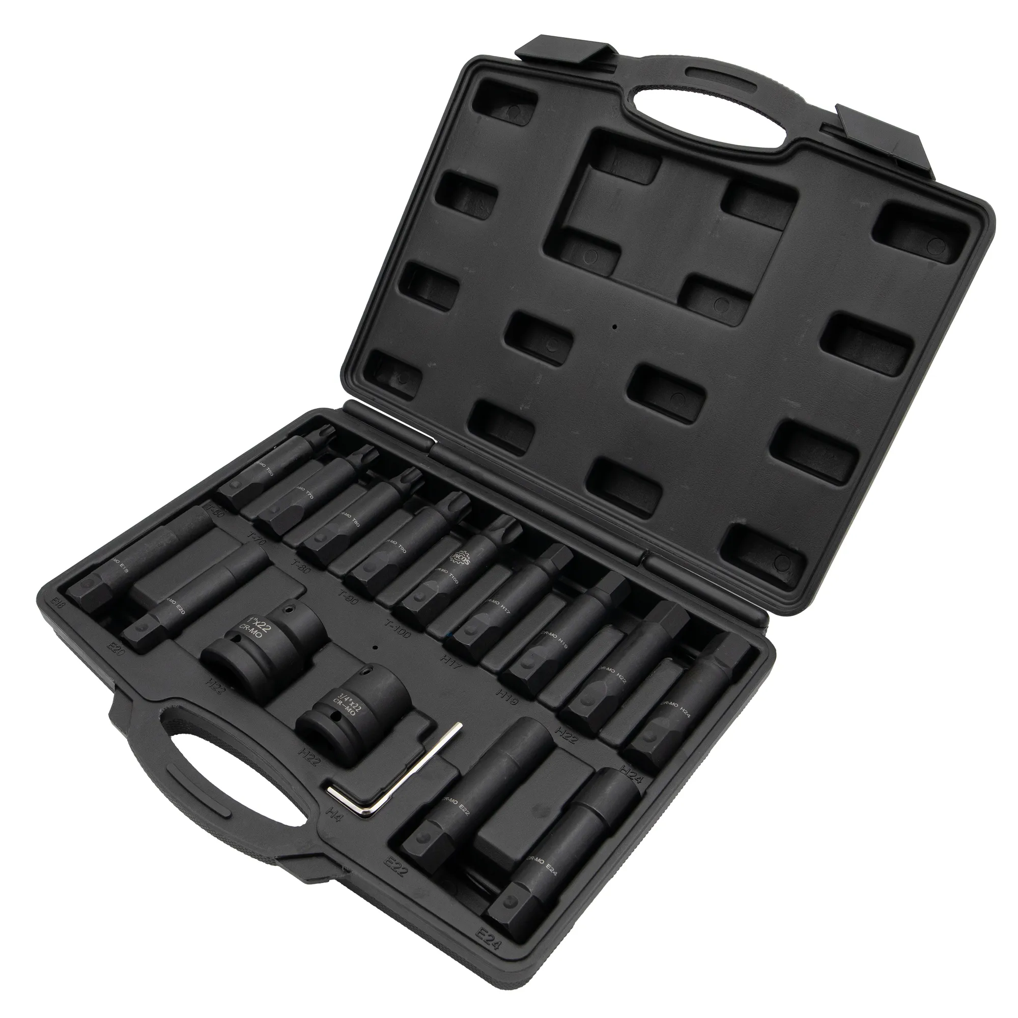 SET UDARNIH BITOVA I NASADNIH KLJUČEVA – HEX, TORX, E-PROFIL – 16 DELOVA